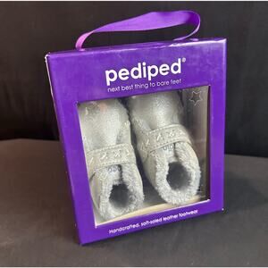 Pediped Originals Rosa Gingersnap Suede 1st Walker Boots 0-6M XS NEW Silver